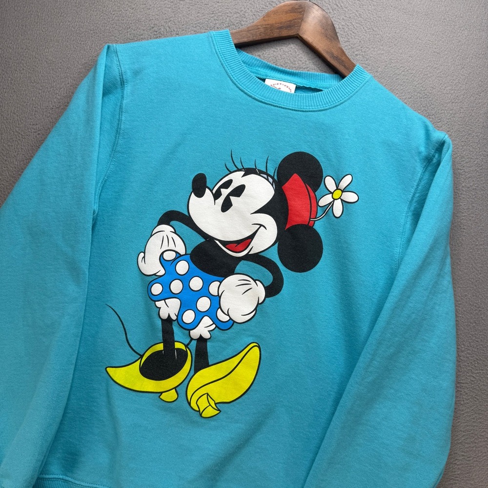 Minnie Mouse Disney Store Exclusive Crewneck Sweatshirt Womens M Blue Cotton Top